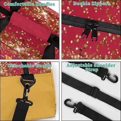 Personalized Cheer Gym Bags for Girls Kids Cheerleaders with Custom Name Sport Dance Perform Training Duffel Bags for Overnight Weekender Travel Red Yellow