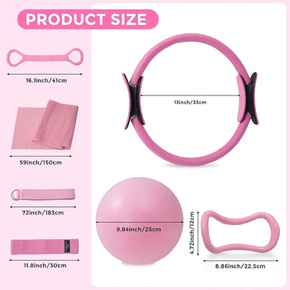 Home Pilates Kit Pilates Equipment Set, Better Yoga Pilates Essentials Kit for Women with 14.5" Pilates Ring, Ball, Resistance Bands, Ankle Weights, Dumbbells, Sliders, Stretch Band, Yoga Strap Socks
