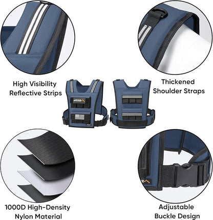 APEXUP Adjustable Weighted Vest Men 20lbs/30lbs/40lbs Weights with Reflective Stripe, Weight Vest Woman Workout Vest for Strength Training Running Walking