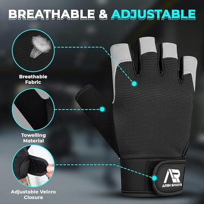 Breathable Gym Gloves for Men & Women–Lightweight,Non-Slip Workout Gloves with Full Palm Protection, Wrist Support,Ventilated Mesh for Weightlifting,Crossfit,Fitness Training & Cycling