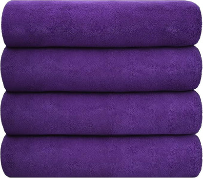 JML Bath Towel, Microfiber Bath Towels Set 4 Pack (30" x 60") - Large Size, Extra Absorbent, Quick Drying, Multipurpose as Fitness Towel, Sports Towels, Yoga Towel, Violet
