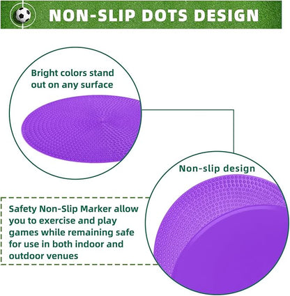 Spot Markers 9 Inch 10 Inch Non Slip Rubber Floor Markers Flat Field Cones Poly Dots for Soccer Basketball Sports Speed Agility Training and Drills