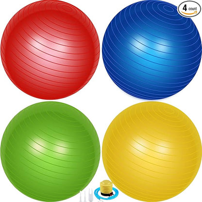 Leyndo 4 Pcs Yoga Exercise Ball Pilates Pregnancy Birthing Fitness Ball with Quick Pump Anti Burst for Improved Posture, Balance, Yoga, Pilates, Training, 4 Colors