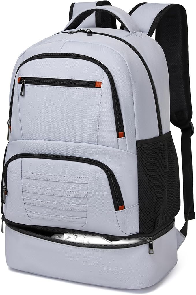 seyfocnia Gym Backpack for Men, Waterproof Sports Backpacks With Shoe Compartment Lightweight Workout Trainning Back Pack Casual Travel Daypack-Grey