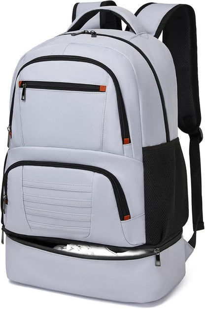 seyfocnia Gym Backpack for Men, Waterproof Sports Backpacks With Shoe Compartment Lightweight Workout Trainning Back Pack Casual Travel Daypack-Grey