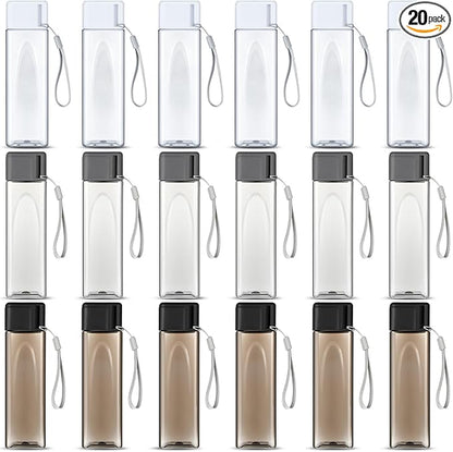 Mifoci 20 Pieces Water Bottle Bulk 17 oz Plastic Water Bottles Bulk Gym Sports Adults Reusable Large Drinking Cups for Outdoor Fitness(Grey, White, Black,Rectangle)
