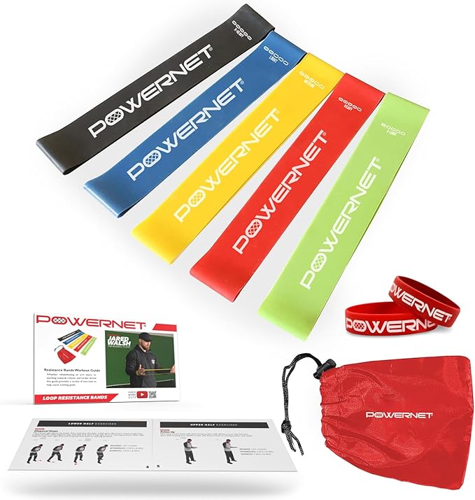 PowerNet Resistance Bands, Heavy Duty & Regular Resistance Color-Coded Exercise Bands, Workout Equipment for Home Gym, Progressive Elastic Bands for Stretching & Training, Regular, Heavy-Duty or Combo