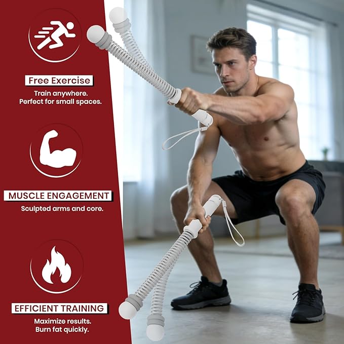 Ropeless Battle Ropes, Adjustable Weighted Cordless Trainer for Home Gym HIIT Low Impact Workouts, 17.1 in Portable with Sliding Resistance Rings and Storage Bag (Gray)