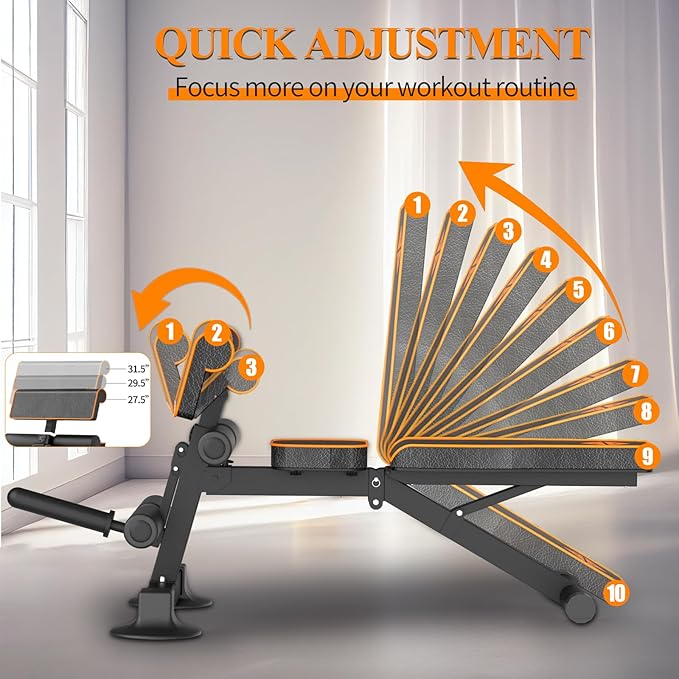 Adjustable Weight Bench multi-function Workout Bench for Home Gym,Foldable Incline Decline Benches for Full Body Workout 660LBS