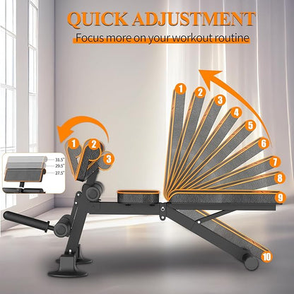Adjustable Weight Bench multi-function Workout Bench for Home Gym,Foldable Incline Decline Benches for Full Body Workout 660LBS
