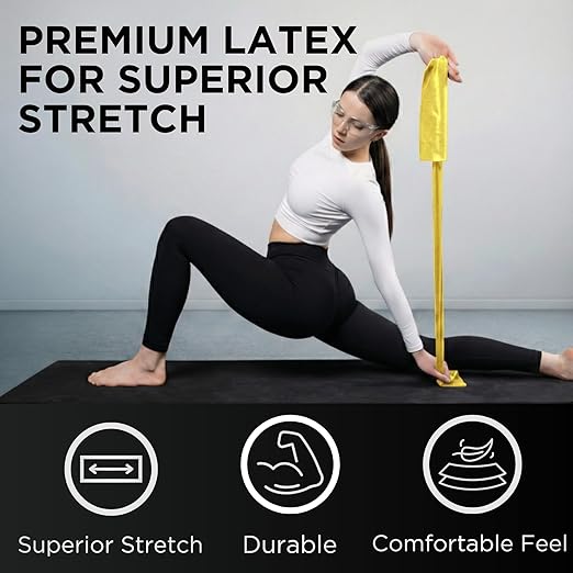THERABAND Resistance Bands Set, Beginner Kit, Yellow, Red, Green, Latex Elastic Bands for Exercise & Physical Therapy, Strength Training Bands for Upper & Lower Body Fitness