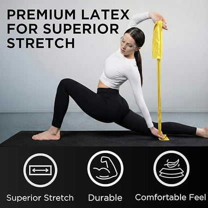 THERABAND Resistance Bands Set, Beginner Kit, Yellow, Red, Green, Latex Elastic Bands for Exercise & Physical Therapy, Strength Training Bands for Upper & Lower Body Fitness