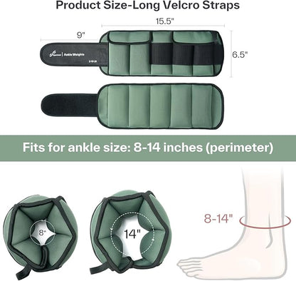 Sportneer 20lbs/Pair Adjustable Ankle Weights for Women and Men, Modularized Leg Weight for Yoga, Walking, Running, Aerobics, Gym, Physical Therapy