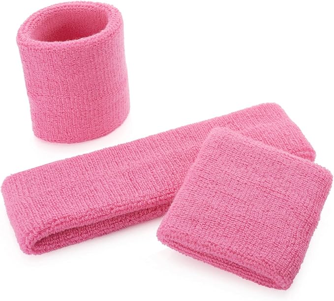 ONUPGO Sweatband Set Sports Headband Wristband Set Sweatbands Terry Cloth Wristband Wrist Sweatband Headbands Moisture Wicking Sweat Absorbing Head Band