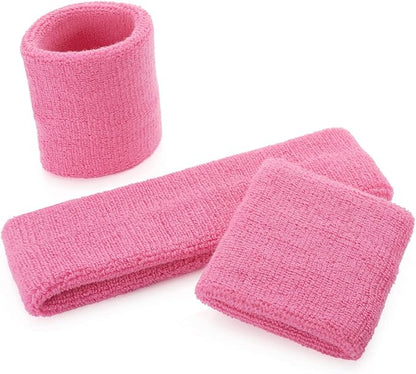 ONUPGO Sweatband Set Sports Headband Wristband Set Sweatbands Terry Cloth Wristband Wrist Sweatband Headbands Moisture Wicking Sweat Absorbing Head Band
