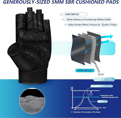 MOREOK Workout Gloves Padded Weight Lifting Gloves for Men/Women, [5MM Gel] Fingerless Grip Gym Gloves Fitness Gloves for Exercise, Weightlifting, Cycling, Pull ups, Rowing, and Climbing