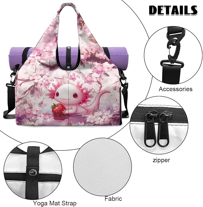 Gym Bag with Yoga Mat Holder Large Tote Bag With Multi Pockets for Women Men Dry Wet Separated Pocket Carryall Yoga Tote Bag for Pilates Travel Workout Office