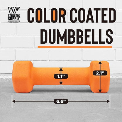 WF Athletic Supply Vibrant Multiple Color Hex Shaped Neoprene Dumbbells/Hand Weights with Non-Slip Grip for Home Gym Equipment Workouts Strength Training Free Weights - Sold in Pairs