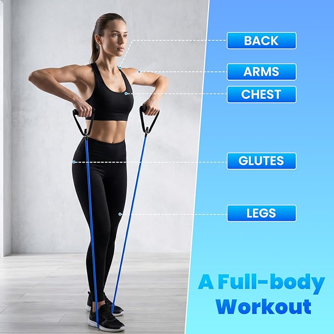 10 Pcs Resistance Bands with Handles Exercise Stretch Bands for Exercise Woman Man Training Physical Therapy Workouts Fitness