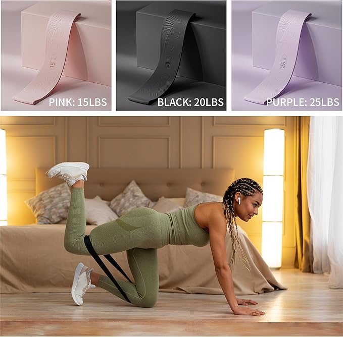 Fabric Resistance Band with Handles Non-Slip Foot Pedal Puller for Women 120lb Full-Body Fitness Band for Strength Muscle Training Workout Equipment for Chest Glutes Leg Arm Core Wrist Ankle