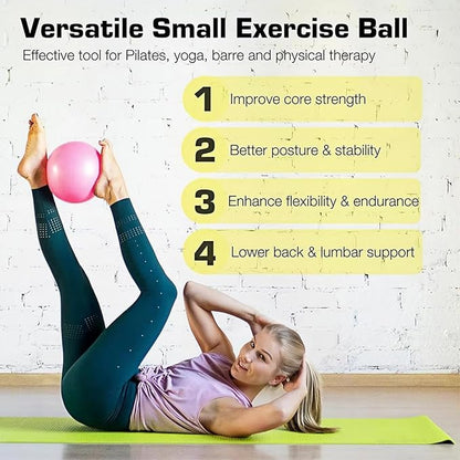 Small Pilates Ball 9 Inch Small Exercise Ball Mini Workout Yoga Balls for Gym Yoga, Core Training, Fitness, Workout, Stability, Improves Balance