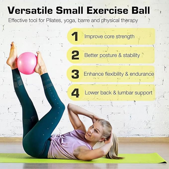 Small Pilates Ball 9 Inch Small Exercise Ball Mini Workout Yoga Balls for Gym Yoga, Core Training, Fitness, Workout, Stability, Improves Balance