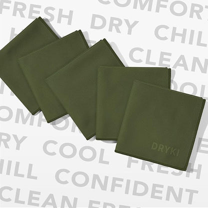 Pocket-Sized Sweat Towels - The Original Sweat Absorbing Handkerchiefs - Quick-Dry Microfiber Sweat Rags for Face, Hands, & Body - Men & Women - Gym, Sports, and Work (Green: 5 Pack)