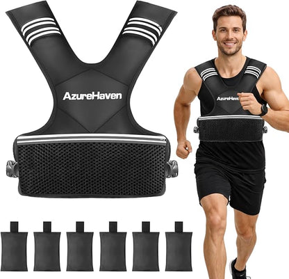 Adjustable Weighted Vest for Women and Men,4-10lb/11-20lb/20-32lb Rucking Vest with 6 Ironsand Weights for Running, Walking, Workout and Strength Training