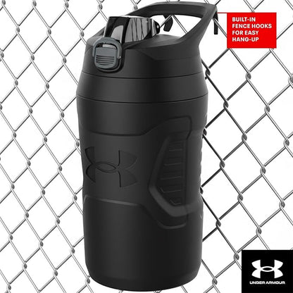 Under Armour 32 oz Insulated Water Bottles - Sports Water Jug with Fence Hook, Leak Resistant for Baseball, Football & More, 32 oz Insulated, Black/Black