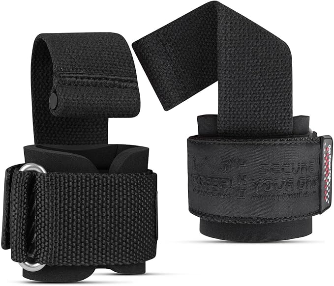 Gym Lifting Dowel Straps Neoprene Padded Wrist Wraps for Weight Training, Bodybuilding & Fitness – Wrist and Grip Support, 2 Pack (Jet Black)