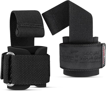 Gym Lifting Dowel Straps Neoprene Padded Wrist Wraps for Weight Training, Bodybuilding & Fitness – Wrist and Grip Support, 2 Pack (Jet Black)