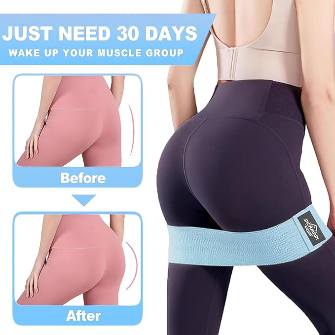 Yoga Mat Thick, 6 Fabric Resistance Bands, 2 Pack Yoga Blocks, Home Workout Equipment Essentials Starter Kit for Beginners Full Body Toning
