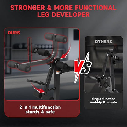 Foldable 1500LBS 8 in 1 Olympic Weight Bench Set with Leg Extension/Curl, Adjustable Weight Bench for Men & Women Full Body Workout, Bench Press with Preacher Curl（US Stock）