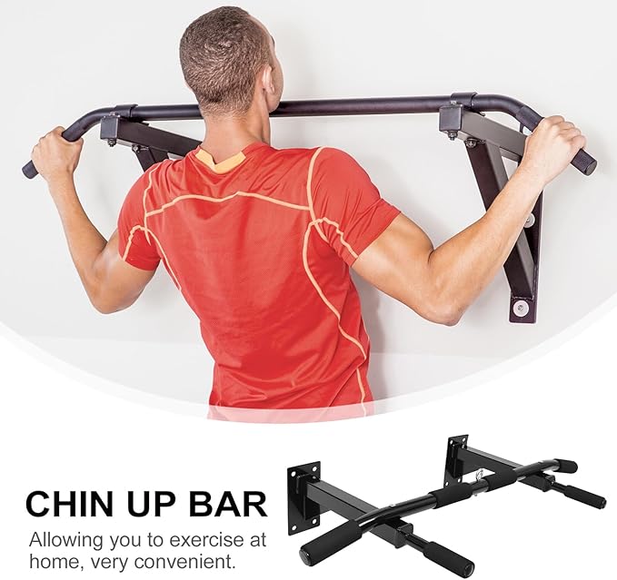 Adjustable Wall-mounted Pull up Bar for Home Gym Heavy Duty Steel Chin up Bar Upper Body Workout for Strength Training