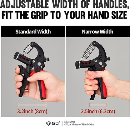 GD Grip2 Hand Grip Strengthener (Grip Strength Trainer) Adjustable Gripper (22~77lbs) Forearm and Wrist Exerciser Strengthener for grip Strength