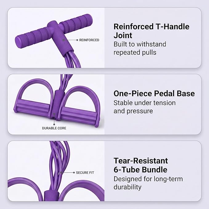 Resistance Bands with Handles, 6 Tube Pedal Exercise Bands for Home Workout, Adjustable Resistance Bands for Arms Legs & Core Training