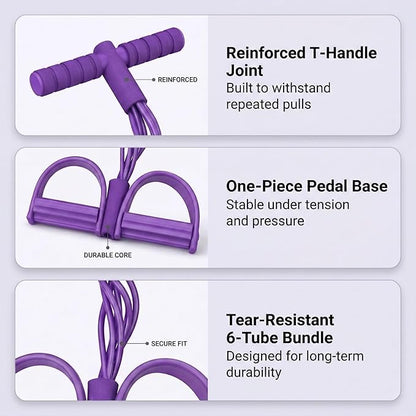 Resistance Bands with Handles, 6 Tube Pedal Exercise Bands for Home Workout, Adjustable Resistance Bands for Arms Legs & Core Training