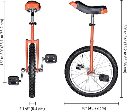 AW 16/18/20/24 Inch Wheel Outdoor Unicycle Adjustable Seat Exercise Bicycle Fit Adults Kids Outdoor Sports Fitness Exercise, for Choice