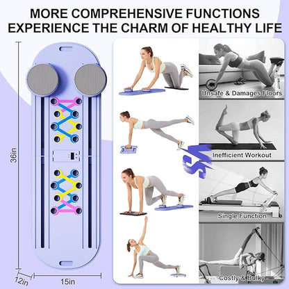 Pilates Reformer Set - Foldable Sliding Reformer, Pilates Board for Home Workout, Portable Abdominal Core Trainer Pilates Reformer Board - Full Body Workout Equipment for Home