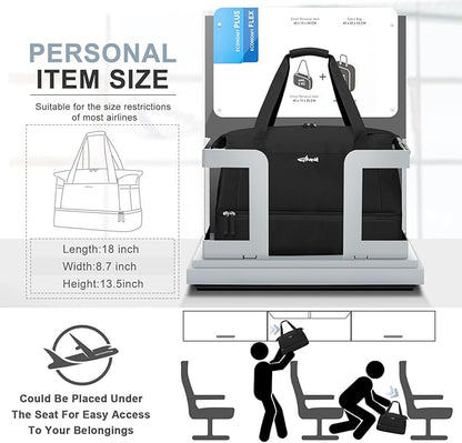 ETRONIK Gym Bag for Women, Personal Item Travel Bag with Shoes Compartment, Weekender Overnight Duffel Bag with Wet Pocket & USB Charging Port, Carry On Bag for Women, Travel, Gym, Weekend