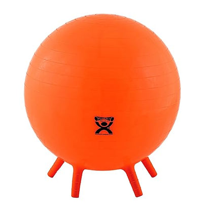 CanDo 30-1892 Non-Slip Inflatable Exercise Ball with Stability Feet Exercise, Workout, Core Training, Stability, Yoga, Pilates, Balance Training Gym, Office, Home, Classroom. Orange, 22"