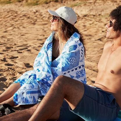 Dock & Bay Beach Towel - Quick Dry, Sand Free - Compact, Lightweight - 100% Recycled - Includes Bag - Grecian Shores - Large (160x90cm, 63x35)