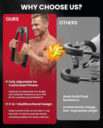 Saker Twister Arm Trainer,Versatile Hydraulic Chest Expander & Strength Trainer - Adjustable Resistance & Arm Length for Full-Body Home Workout, Safe & Stable Design for All Fitness Levels