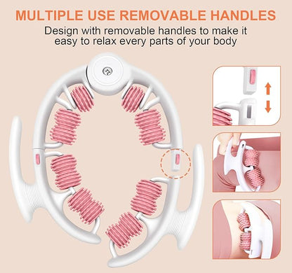 KESHWELL Massage Roller, Cellulite Massage Tool,Cellulite Remover for Legs,Foam Muscle Roller for Deep Relax,Manual Massage Stick with Detachable Rollers for Leg,Neck,Back, Arm,Thigh.Pink