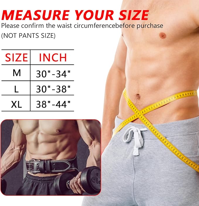 Leather Weight Lifting Belts for Men, Gym Belt for Weight Lifting, Lower Waist Back Support for Powerlifting Weightlifting Heavy Duty Workout Strength Training Bodybuilding Cross Training Dip