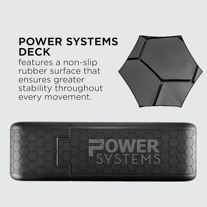 Power Systems Step Bench & Weight Bench | Aerobic Platform & Plyo Box for Cardio, Strength | Commercial Grade Full Body Home Gym Stepper | Adjustable Multifunctional Deck & Resistance Band Clips