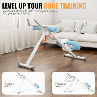 Abdominal Trainers - Adjustable Ab Trainer Machine, Foldable Abdominal Workout Equipment with Knee Protection - Home Gym Core Strength Trainer for Men & Women