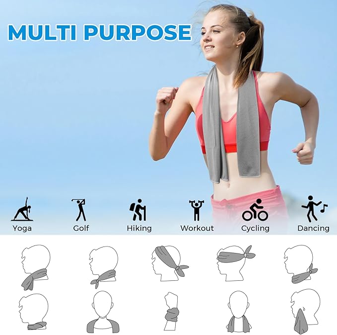Cooling Towels for Neck and Face - Soft Breathable Chilly Towel, Sweat Wraps, Cool Rags Quick Dry Towel for Hot Weather, Workout, Sports, Yoga, Gym, Hiking, Running, Trips, Golf