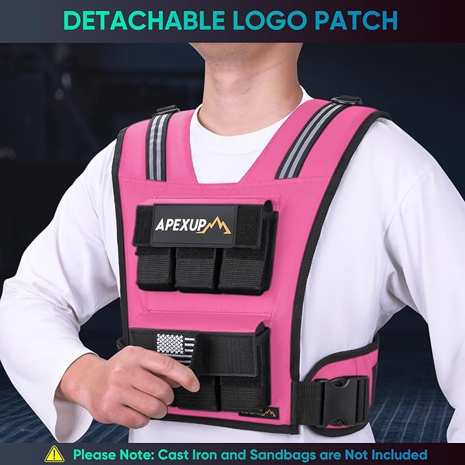 APEXUP Adjustable Weighted Vest Men 20lbs/30lbs/40lbs Weights with Reflective Stripe, Weight Vest Woman Workout Vest for Strength Training Running Walking