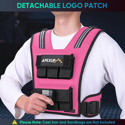 APEXUP Adjustable Weighted Vest Men 20lbs/30lbs/40lbs Weights with Reflective Stripe, Weight Vest Woman Workout Vest for Strength Training Running Walking